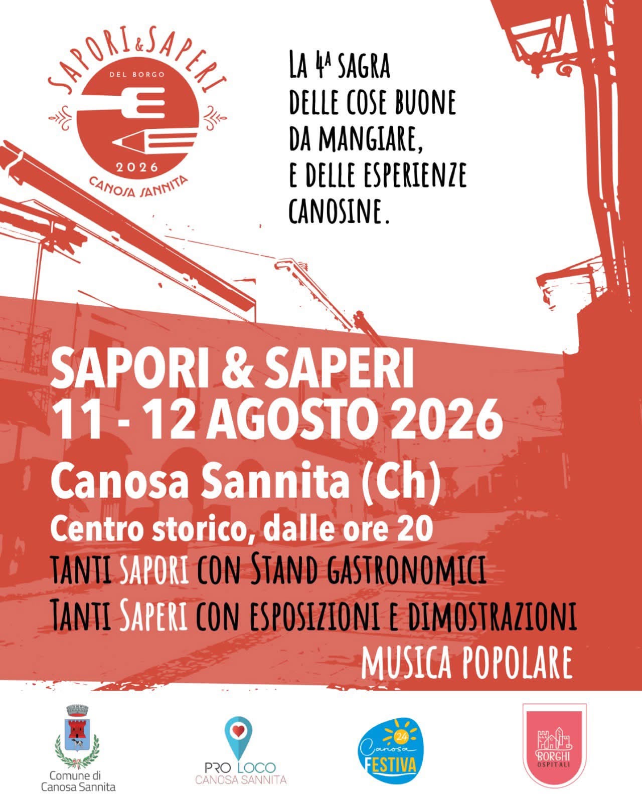 Sapori & Saperi 2026: a Canosa Sannita torna la sagra che celebra gusto, tradizioni e identità del territorio canosa sannita