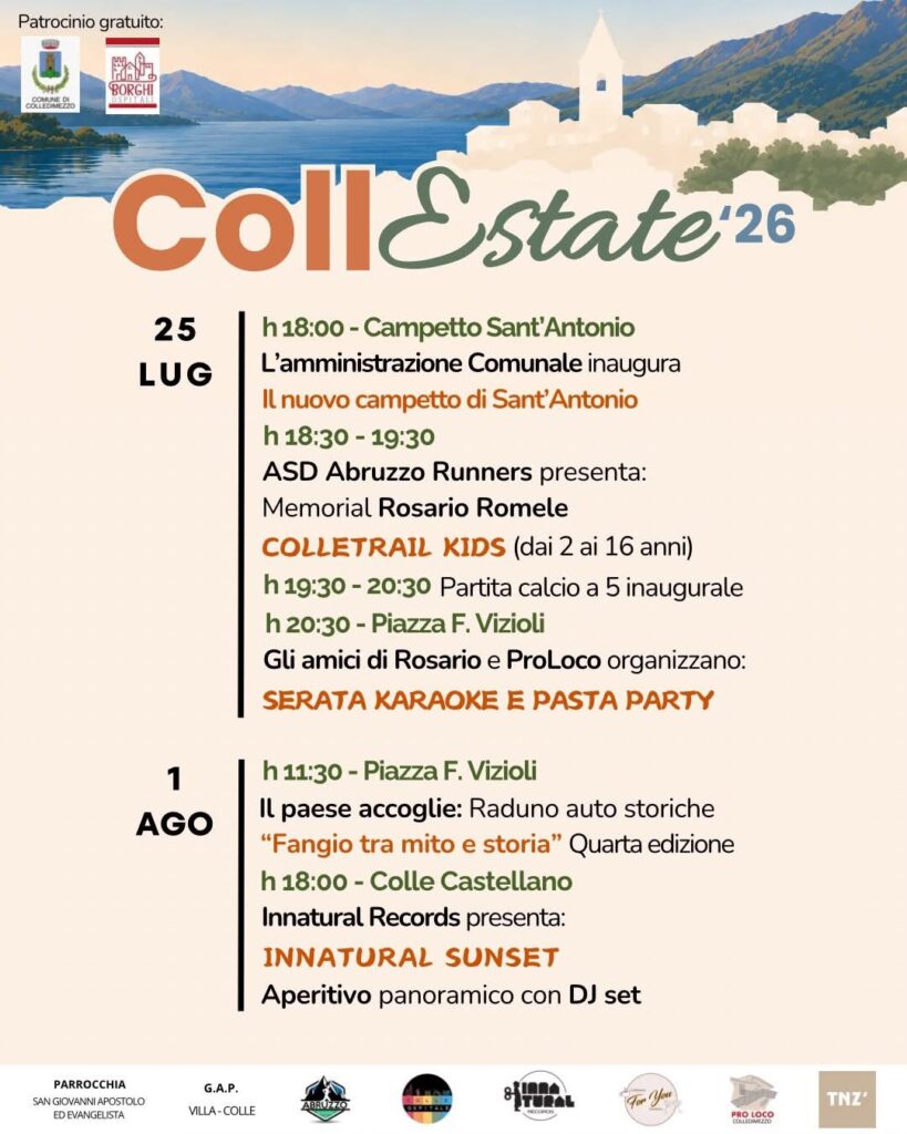 Colledimezzo accende l'estate: due settimane di eventi tra lago, tradizioni e comunità con “CollEstate ’26” coll 1