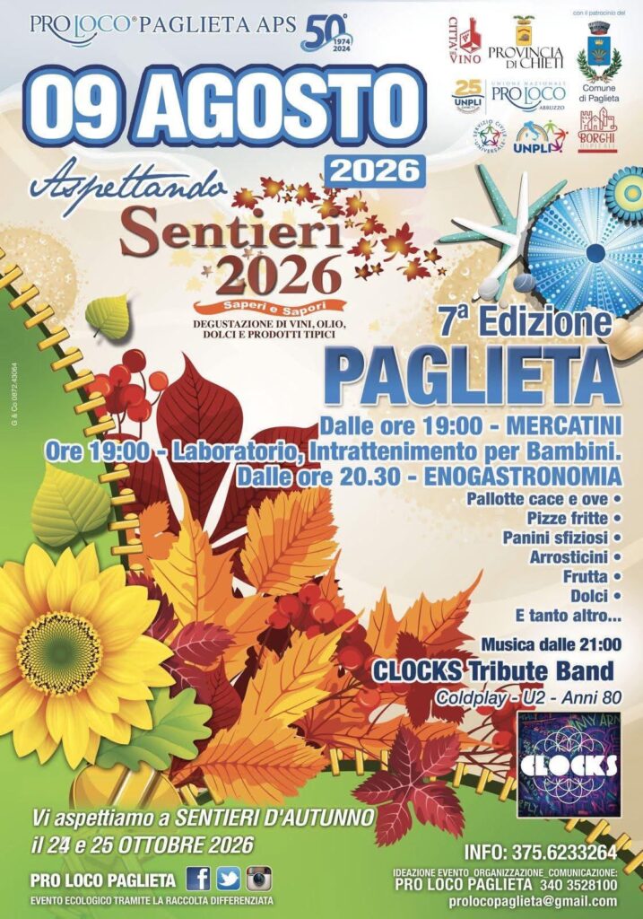 Paglieta celebra l’estate guardando all’autunno: il 9 agosto torna “Aspettando Sentieri 2026” paglieta